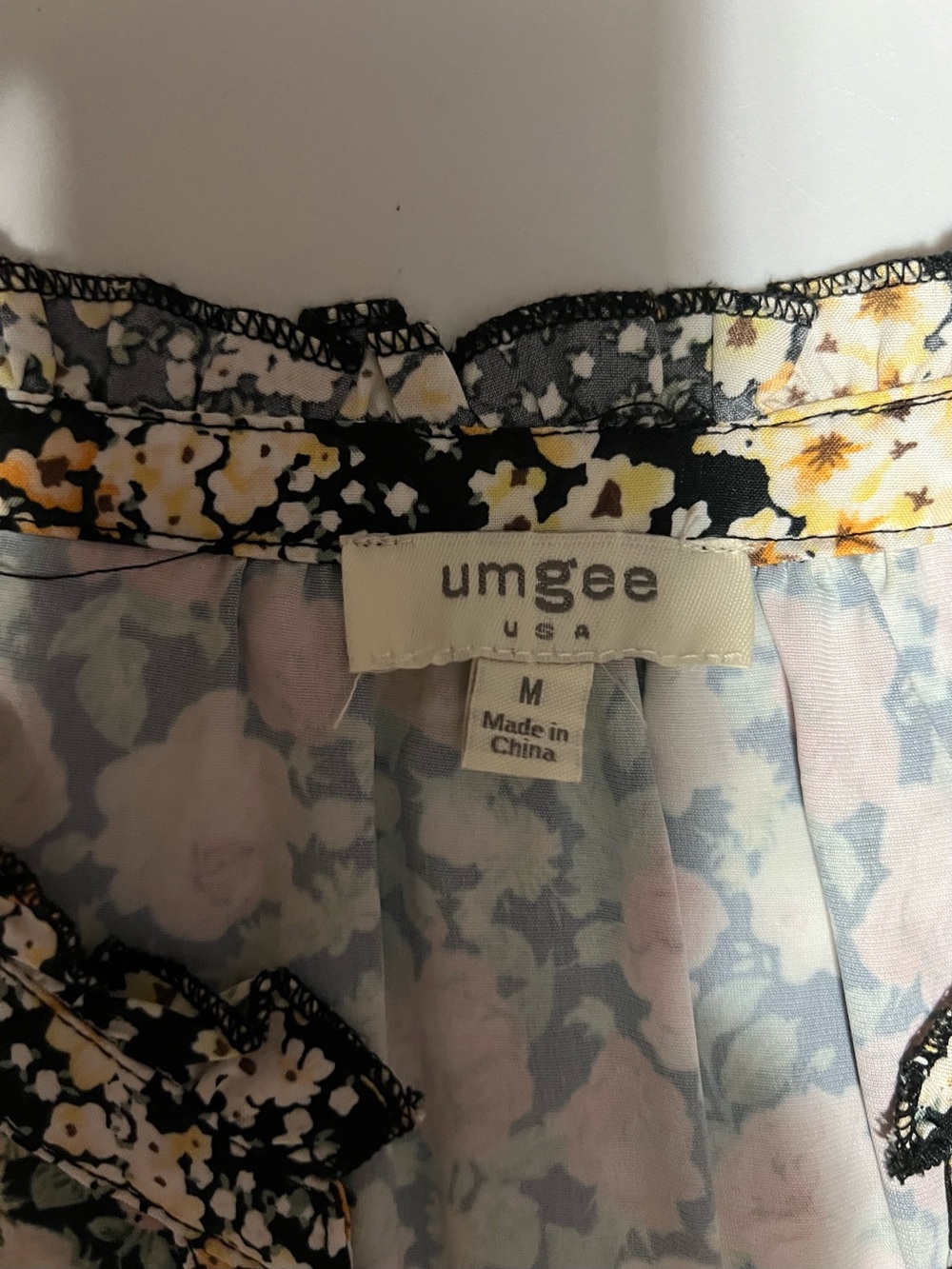 Umgee Pink Rose & Black Patchwork V-Neck Tunic - Picture 5 of 8